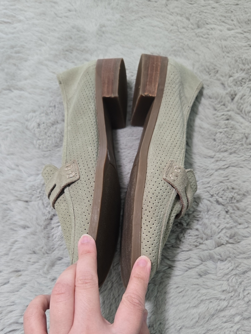 Lucky Brand Caylon penny loafers perforated suede material size 10 - Picture 5 of 9